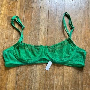 American Apparel green lace underwire bra, sz 2
